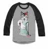 Lady Wolf with Wine Crewneck Raglan sold by Black Maple Trading