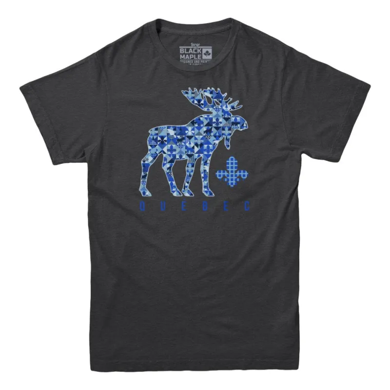 Quebec Patchwork Moose T-Shirt sold by Black Maple Trading