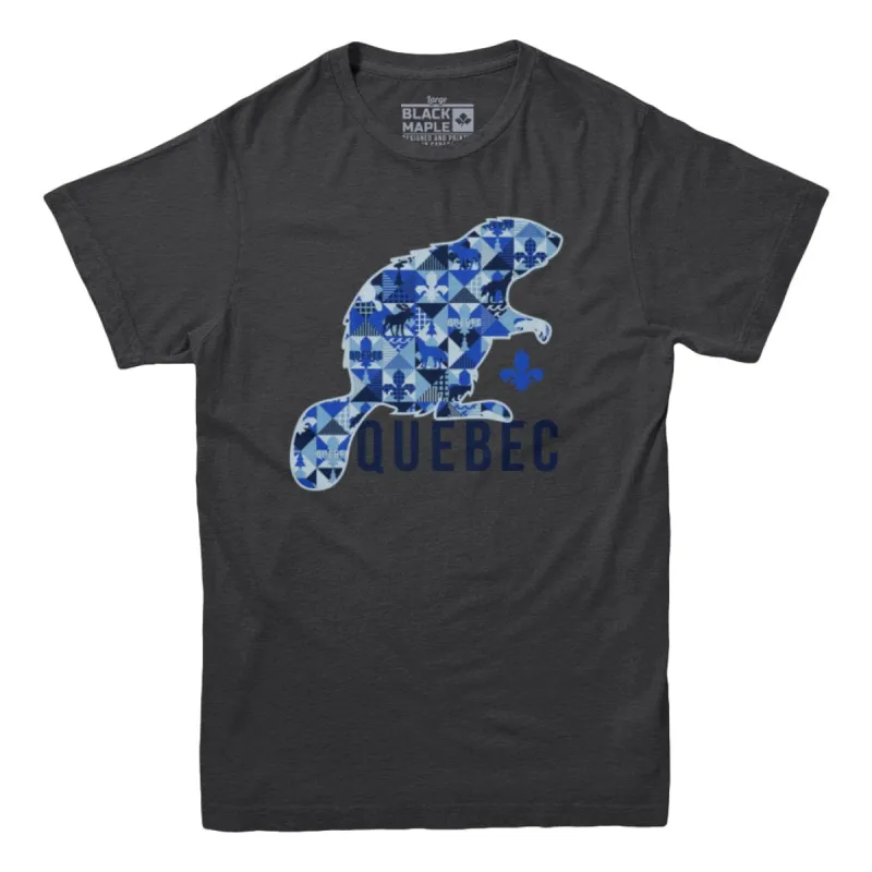 Quebec Patchwork Beaver T-Shirt sold by Black Maple Trading