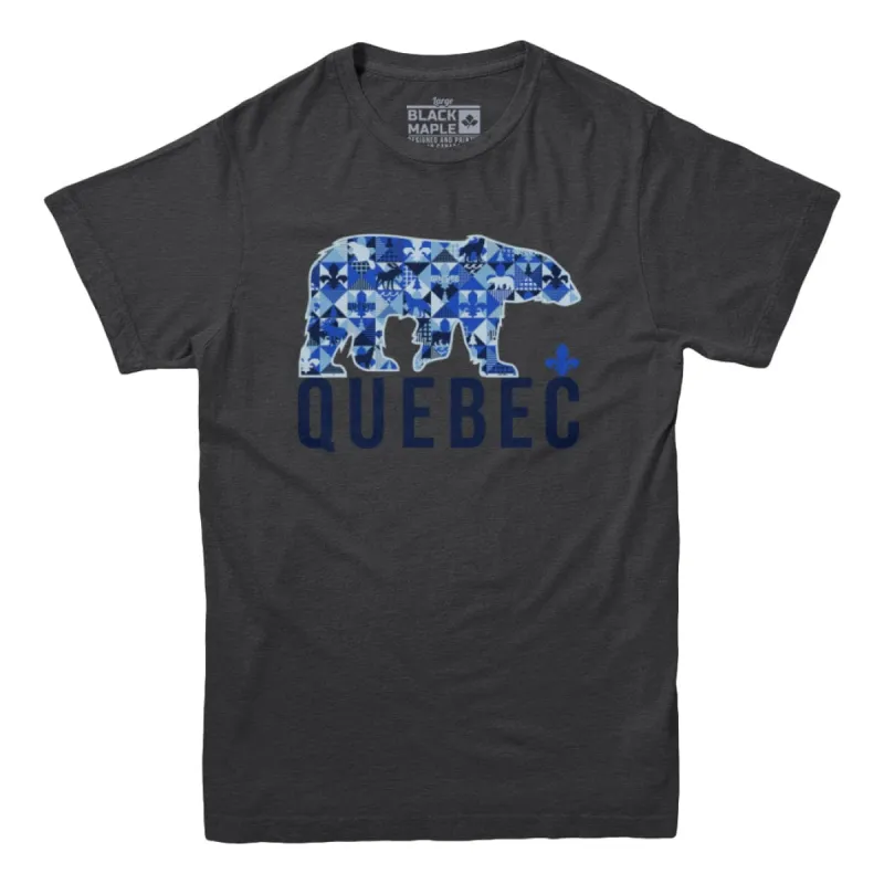 Quebec Patchwork Bear T-Shirt sold by Black Maple Trading