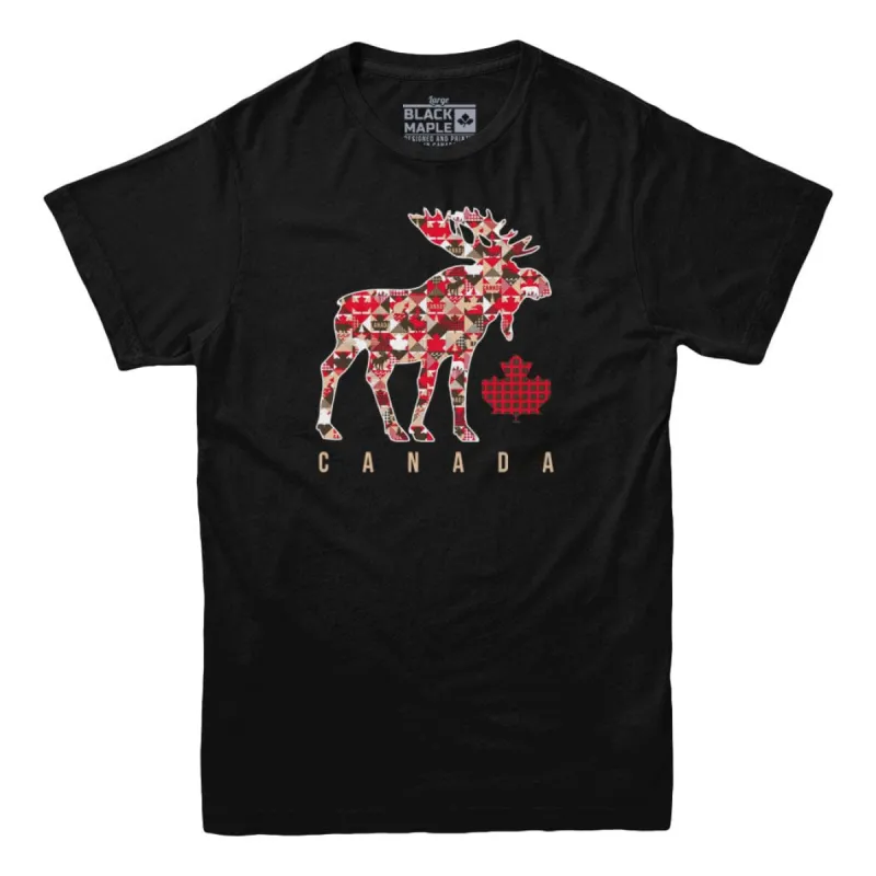Canada Moose Patchwork T-shirt sold by Black Maple Trading
