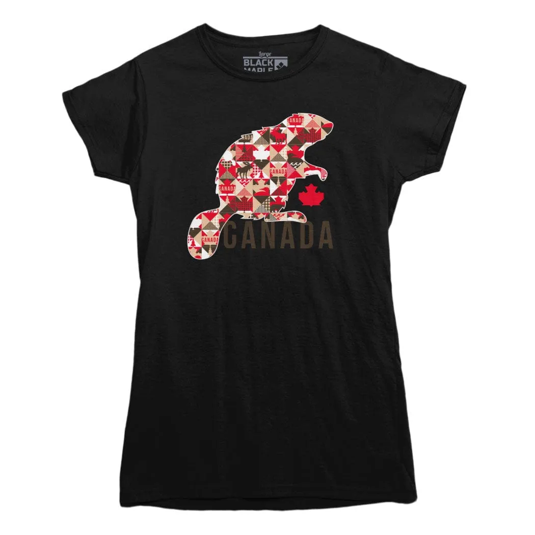 Beaver Patchwork T-shirt sold by Black Maple Trading product image thumbnail 2