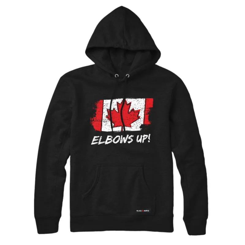 Elbows Up Canada Flag Sweatshirt or Hoodie sold by Black Maple Trading