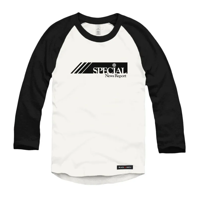 CBC Special News Report Raglan Baseball Shirt sold by Black Maple Trading