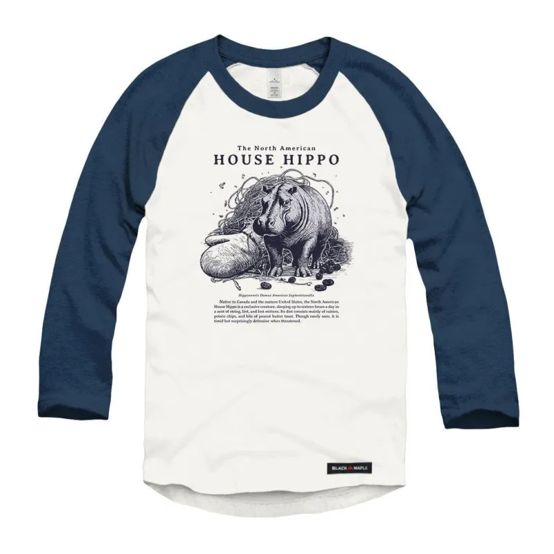 North American House Hippo Raglan Baseball Shirt sold by Black Maple Trading