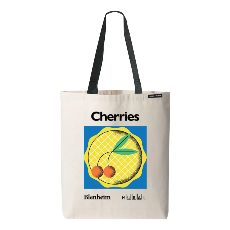 Cherries Blenheim Tote Bag made by Black Maple Trading