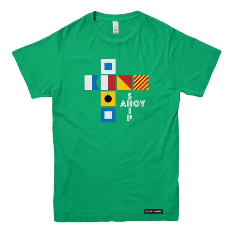 Ship Ahoy Signal Flags T-shirt sold by Black Maple Trading