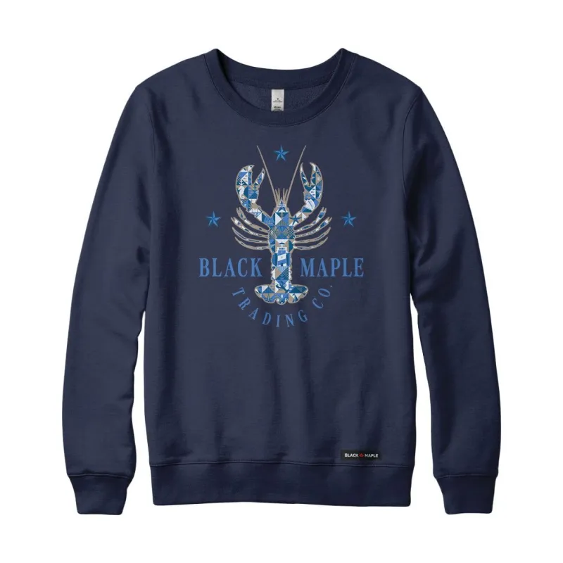 Lobster Patchwork Crewneck Sweatshirt sold by Black Maple Trading