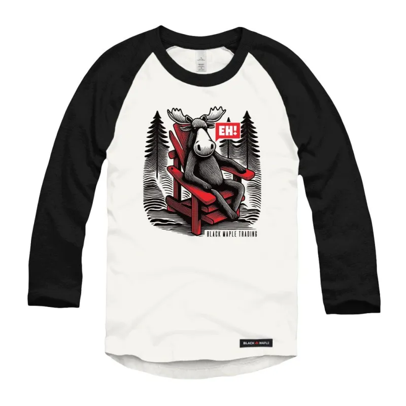 Eh! Moose and Muskoka Chair Logo Raglan Baseball Shirt sold by Black Maple Trading
