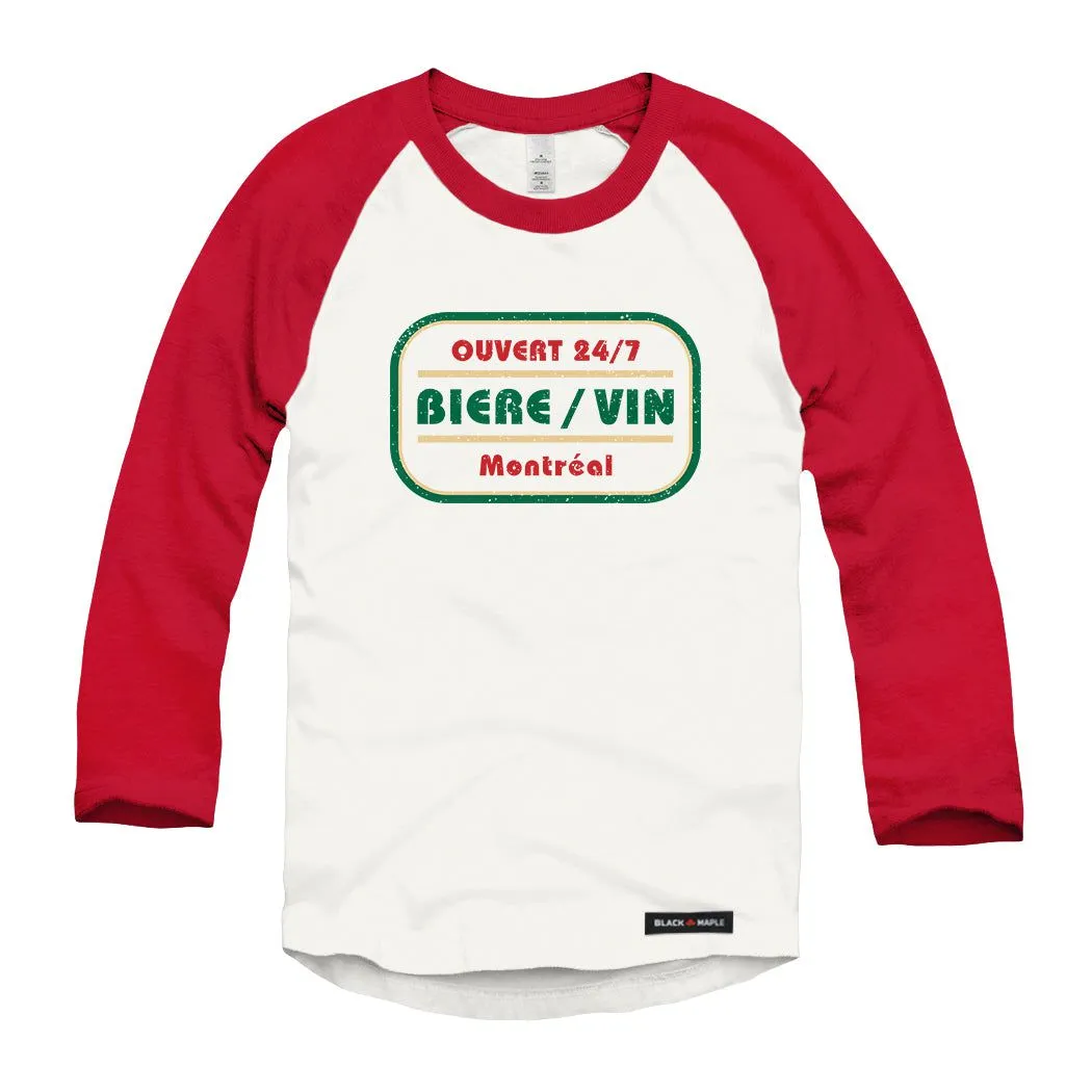 Biere Vin Montreal Raglan Baseball Shirt sold by Black Maple Trading