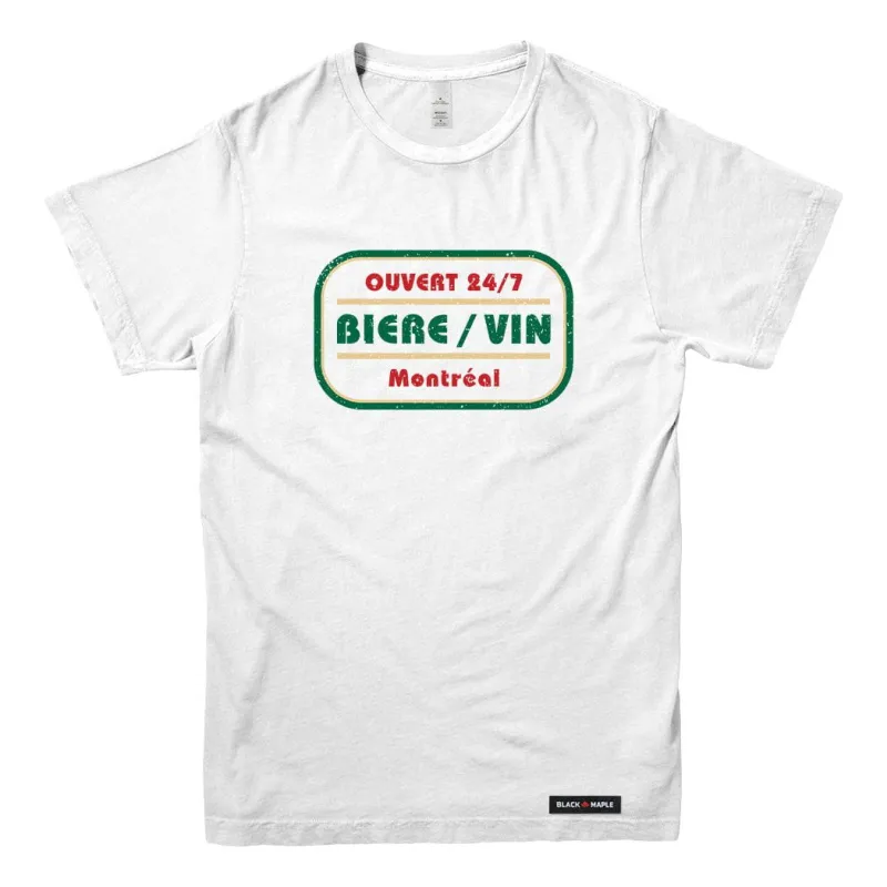 Biere Vin Montreal T-shirt sold by Black Maple Trading