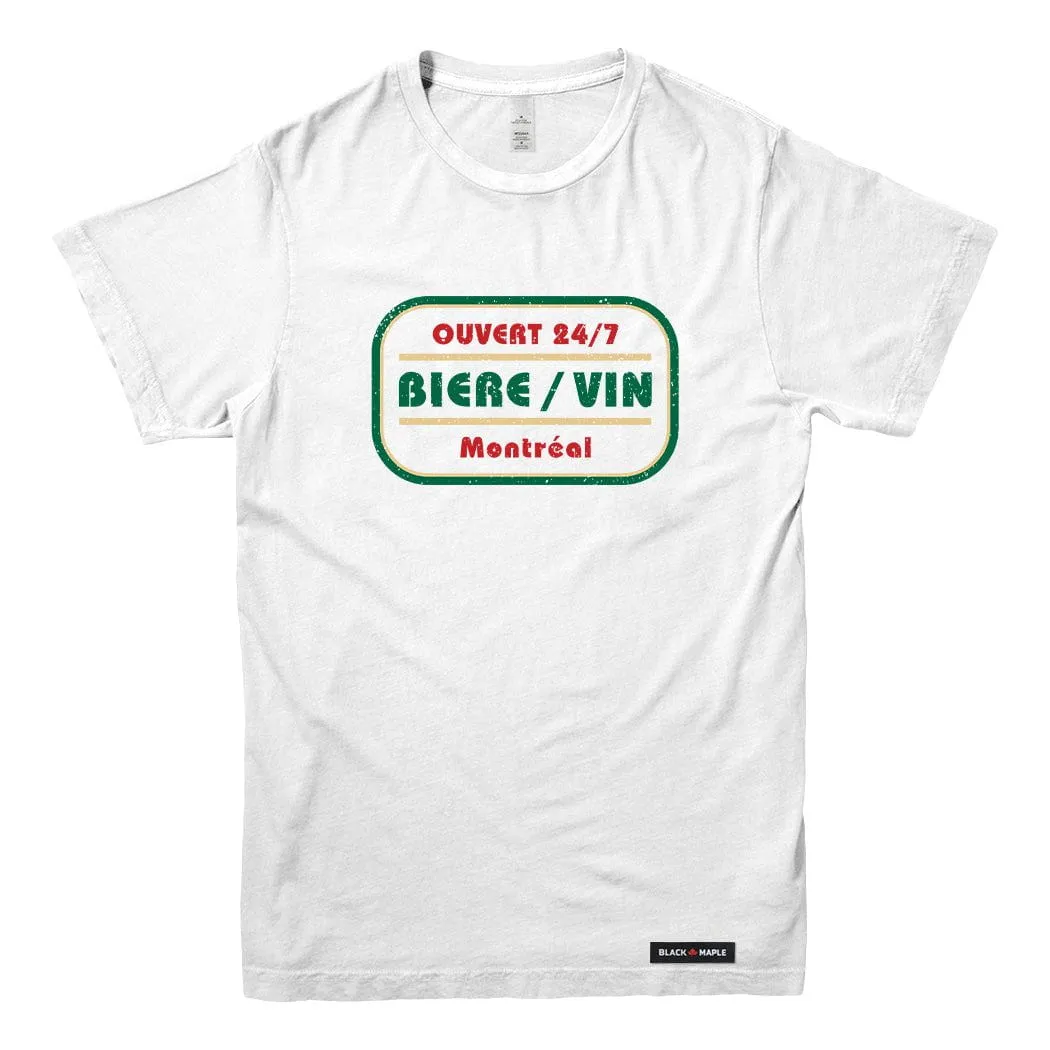 Biere Vin Montreal T-shirt sold by Black Maple Trading
