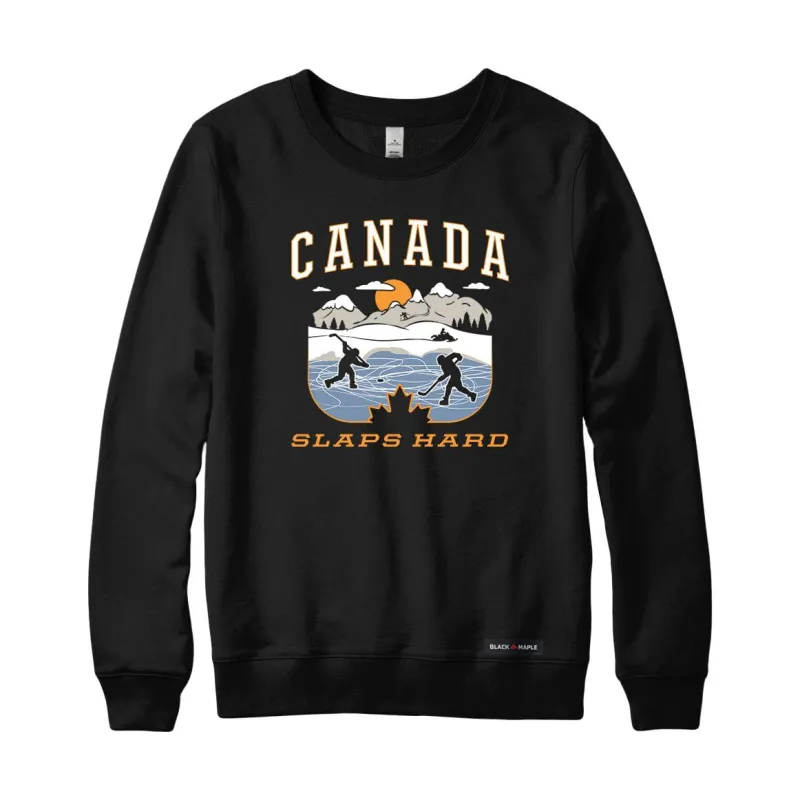 Canada Slaps Hard Pond Hockey Sweatshirt or Hoodie sold by Black Maple Trading