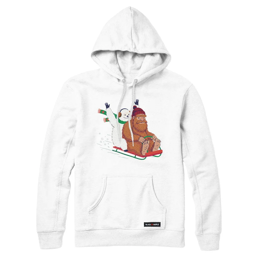 Yeti and Bigfoot Sledding Sweatshirt or Hoodie sold by Black Maple Trading product image thumbnail 2