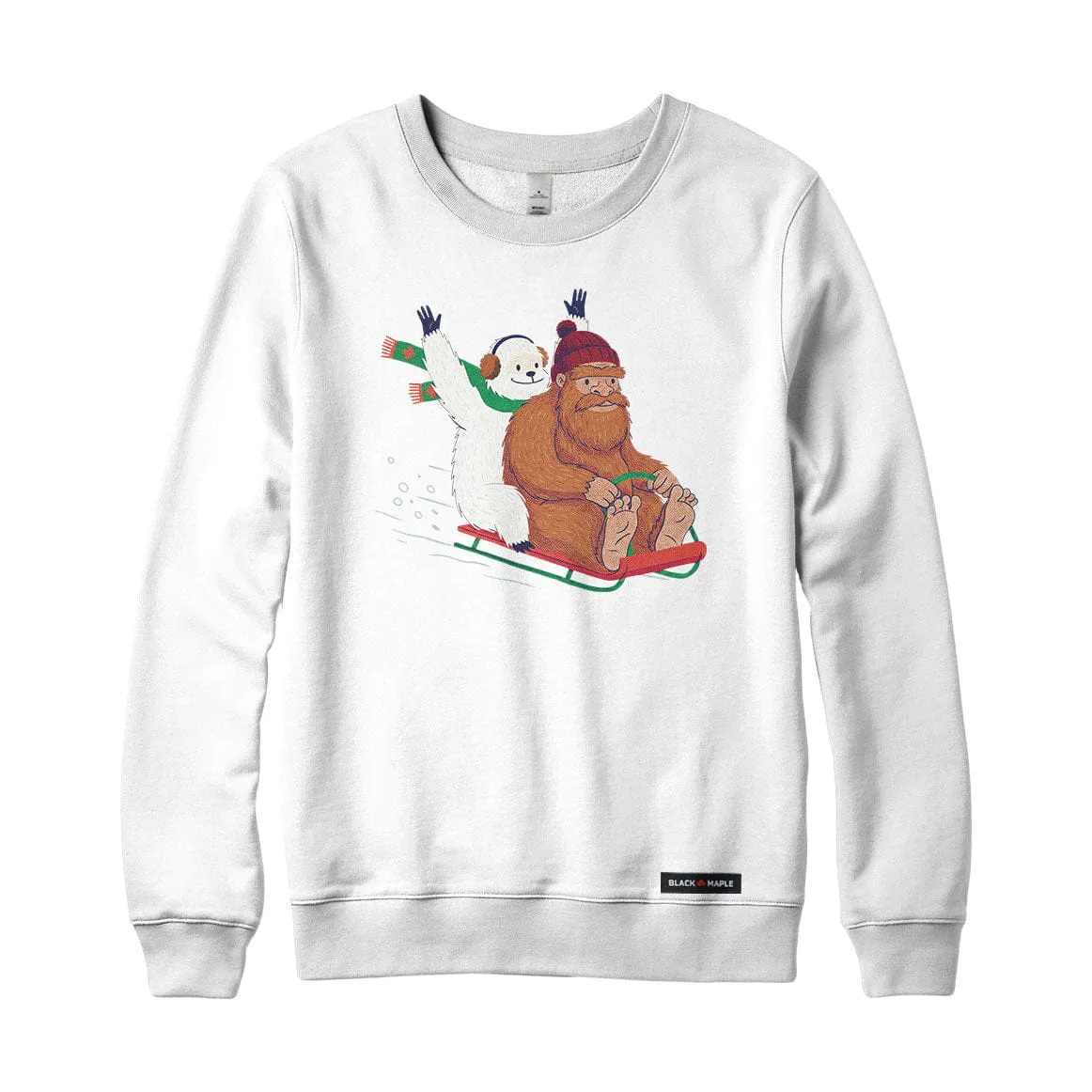 Yeti and Bigfoot Sledding Sweatshirt or Hoodie sold by Black Maple Trading product image thumbnail 3