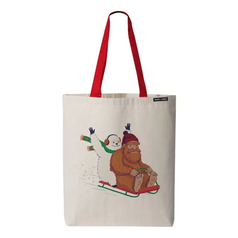 Yeti and Bigfoot Sledding Tote Bag sold by Black Maple Trading