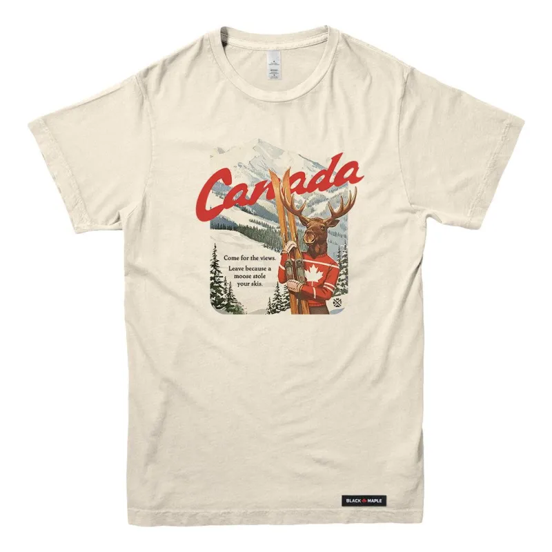 Canada Moose Stole my Skis T-shirt sold by Black Maple Trading