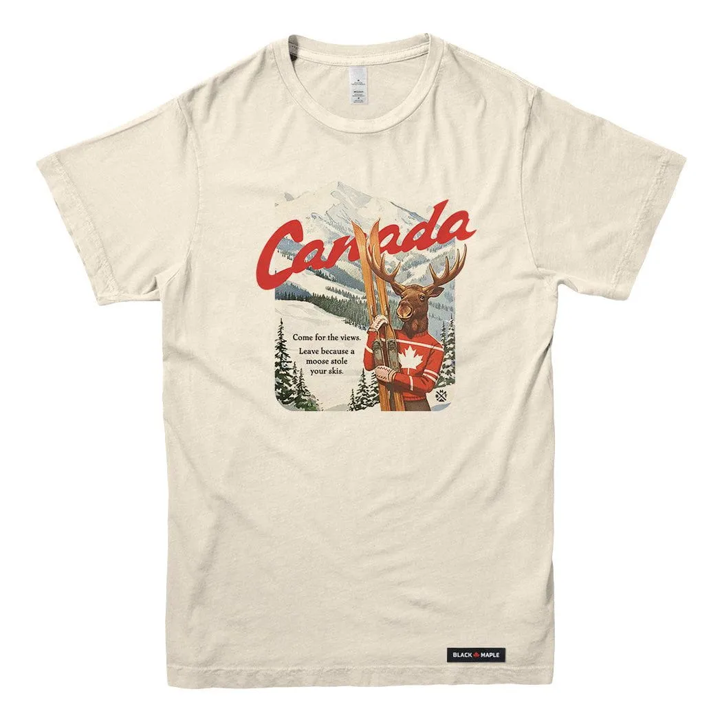 Canada Moose Stole my Skis T-shirt sold by Black Maple Trading