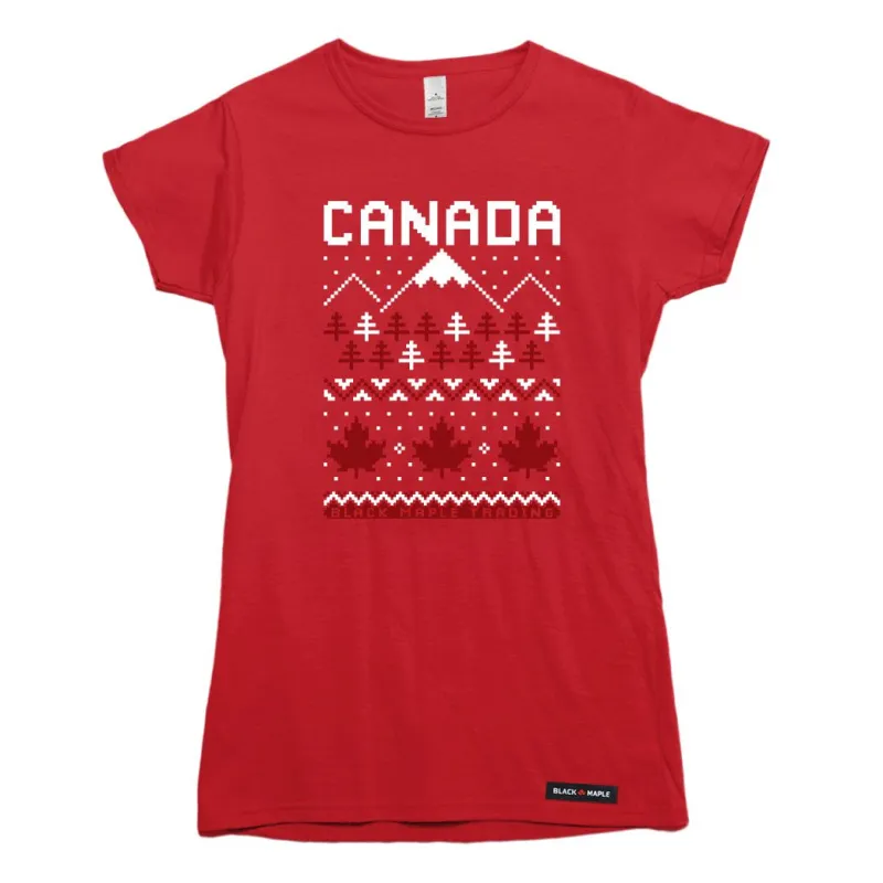 Ugly Christmas Sweater Faux-Knit Canada T-shirt sold by Black Maple Trading
