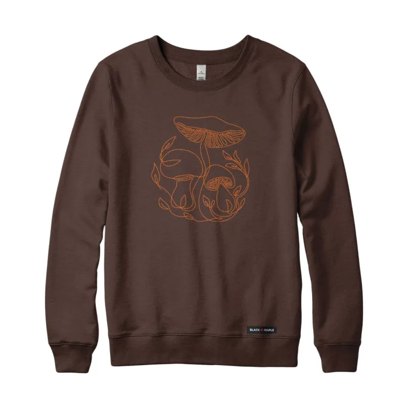 Mushroom Cluster Embroidery Crewneck Sweatshirt sold by Black Maple Trading