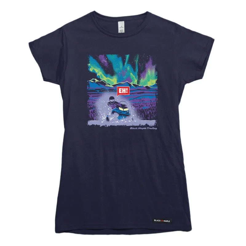 Eh! Snowmobile Northern Lights T-shirt sold by Black Maple Trading