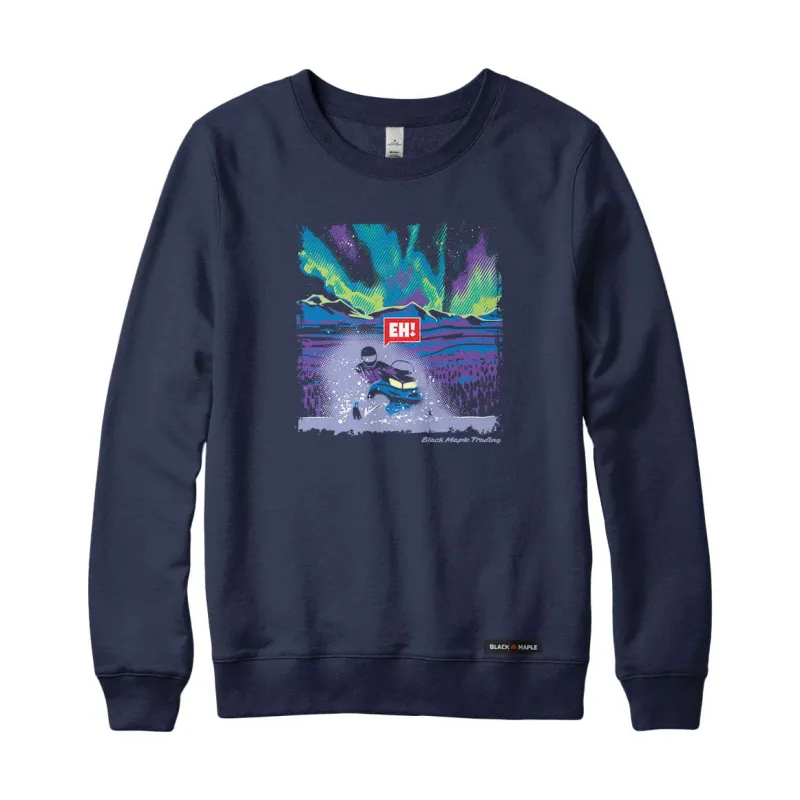 Eh! Snowmobile Northern Lights Sweatshirt or Hoodie sold by Black Maple Trading