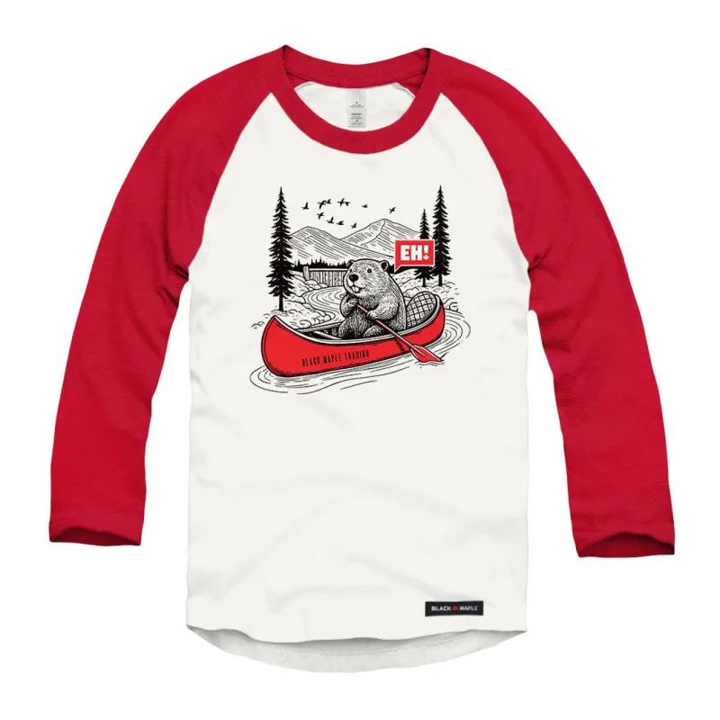 Eh! Beaver Canoe Raglan Baseball Shirt made by Black Maple Trading