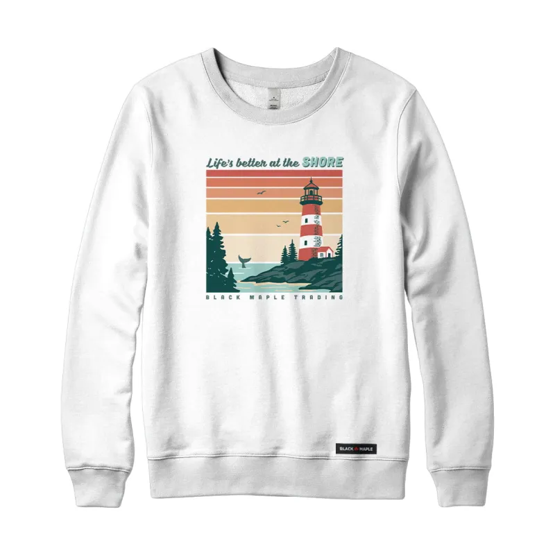 Life's better at the SHORE Sweatshirt or Hoodie made by Black Maple Trading