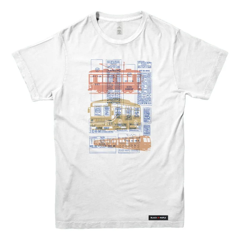 Montreal Ode to Transit Ticket T-shirt made by Black Maple Trading
