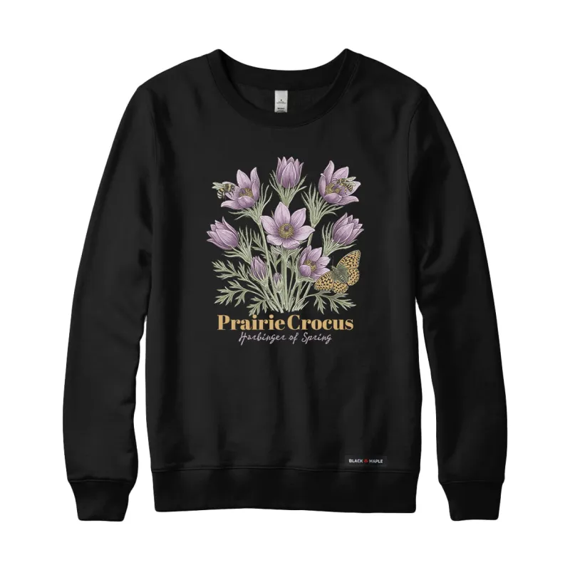 Prairie Crocus Wildflower Sweatshirt made by Black Maple Trading