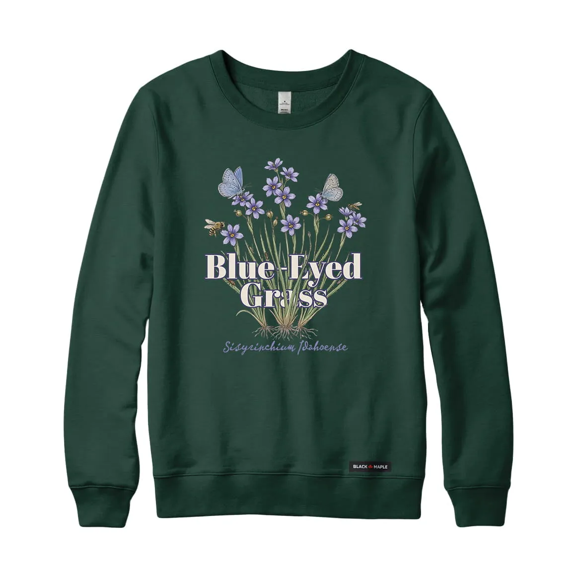 Blue-Eyed Grass Wildflower Sweatshirt sold by Black Maple Trading product image thumbnail 3