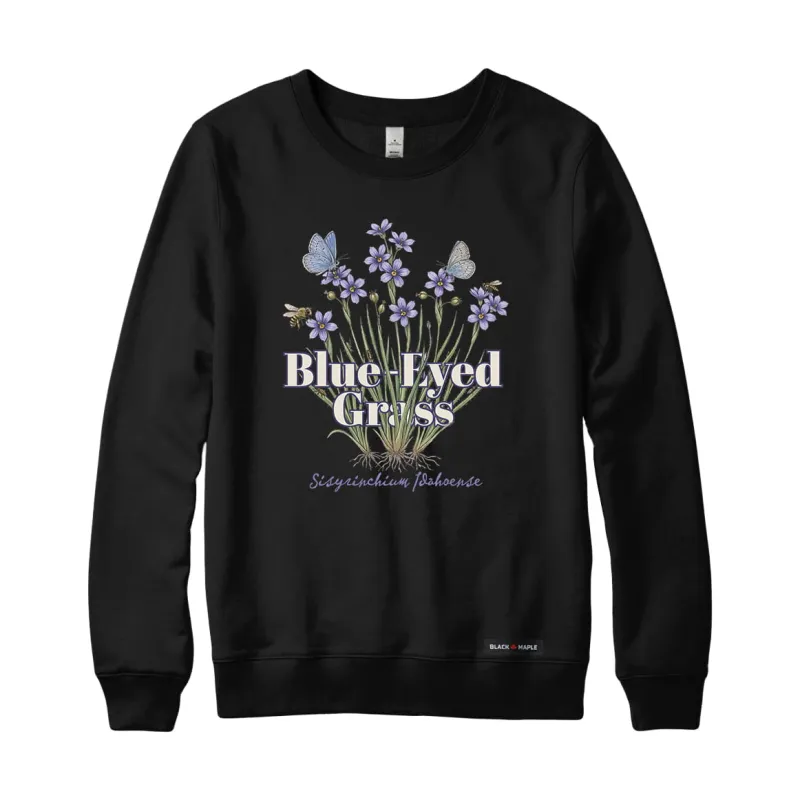 Blue-Eyed Grass Wildflower Sweatshirt made by Black Maple Trading