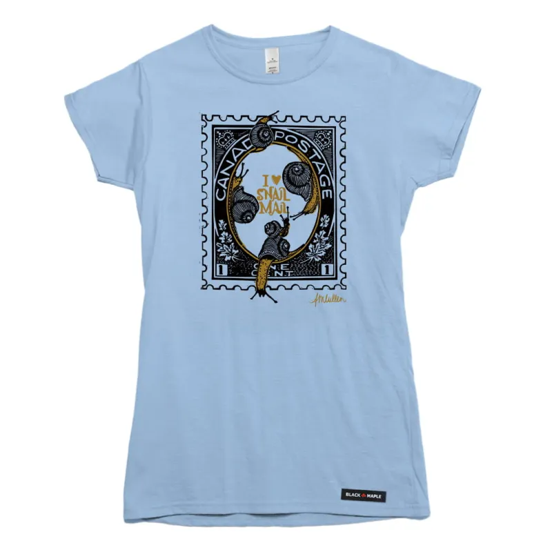 Anna M. Cullen Snail Mail Stamp T-shirt made by Black Maple Trading
