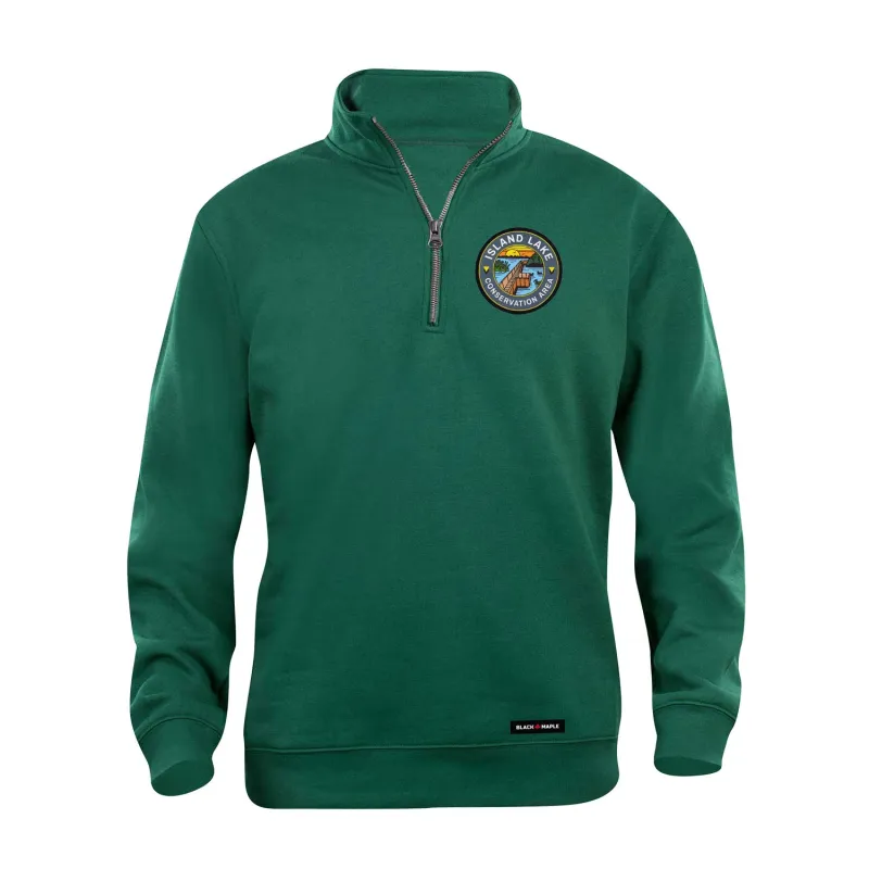 Island Lake Park Patch Quarter Zip Sweatshirt made by Black Maple Trading