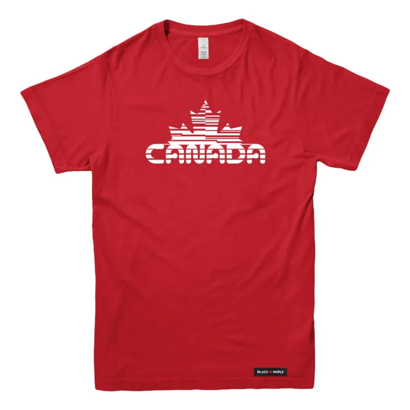 Canada Maple Leaf Retro Cyber-Glitch T-shirt made by Black Maple Trading