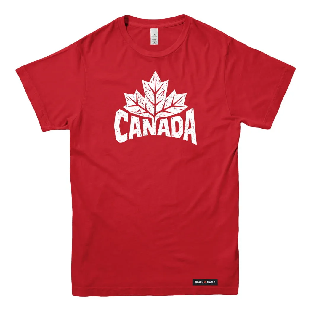 Canada Heritage Woodcut T-shirt sold by Black Maple Trading