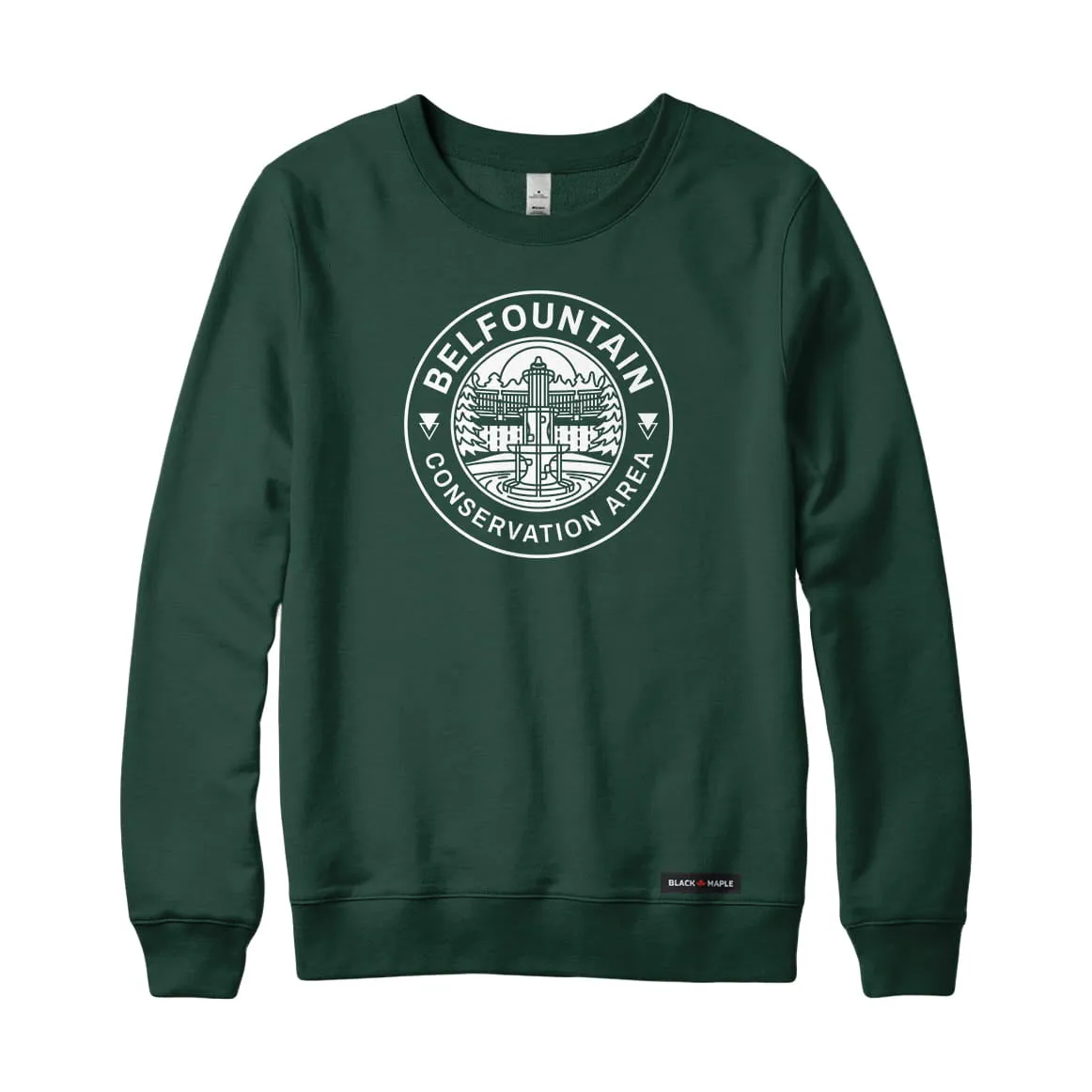 Belfountain Conservation Area Monochrome Print Sweatshirt | Credit Valley Parks sold by Black Maple Trading