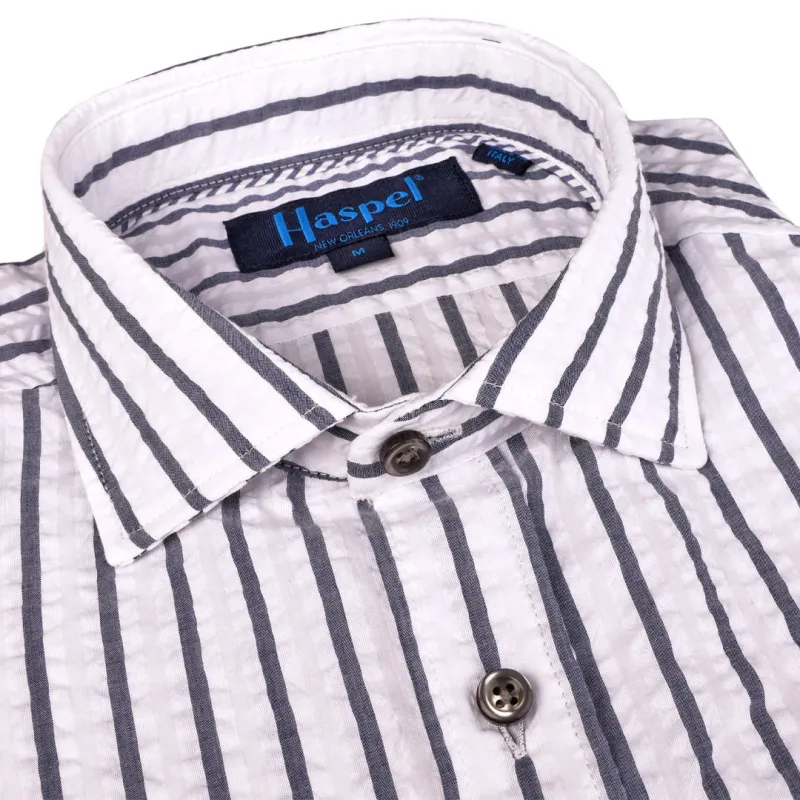 Chartres Grey Stripe Seersucker sold by Haspel