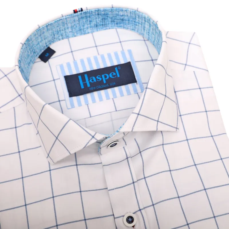 Carroll Blue Graph Check Long Sleeve Shirt made by Haspel