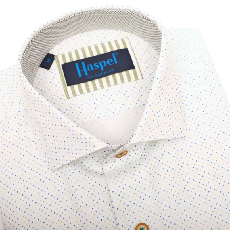 Seville Royal Blue & Green Dot Long Sleeve Shirt sold by Haspel