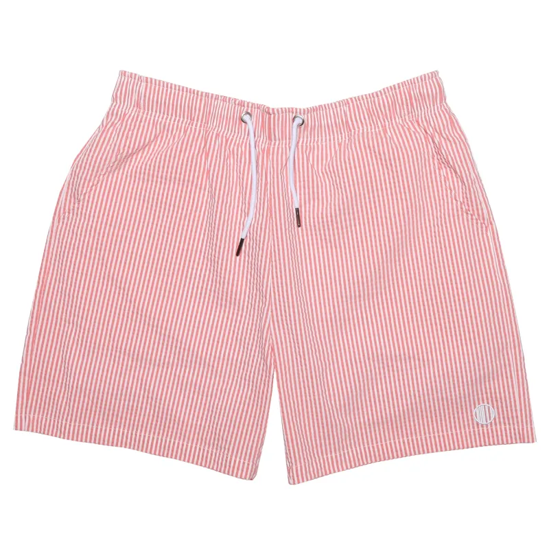 Sherwood Coral Seersucker Stretch Swimsuit made by Haspel