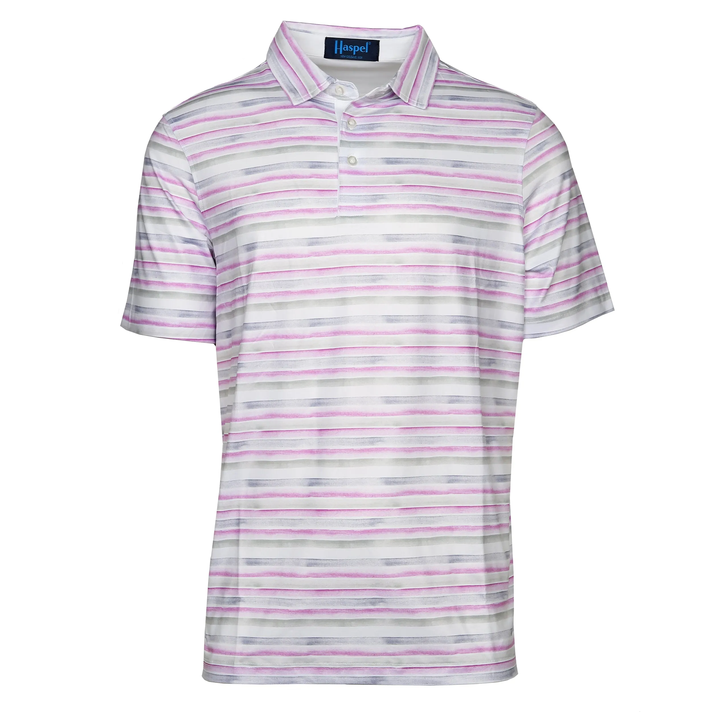 Clubhouse Violet & Gray Stripe Performance Polo sold by Haspel product image thumbnail 2
