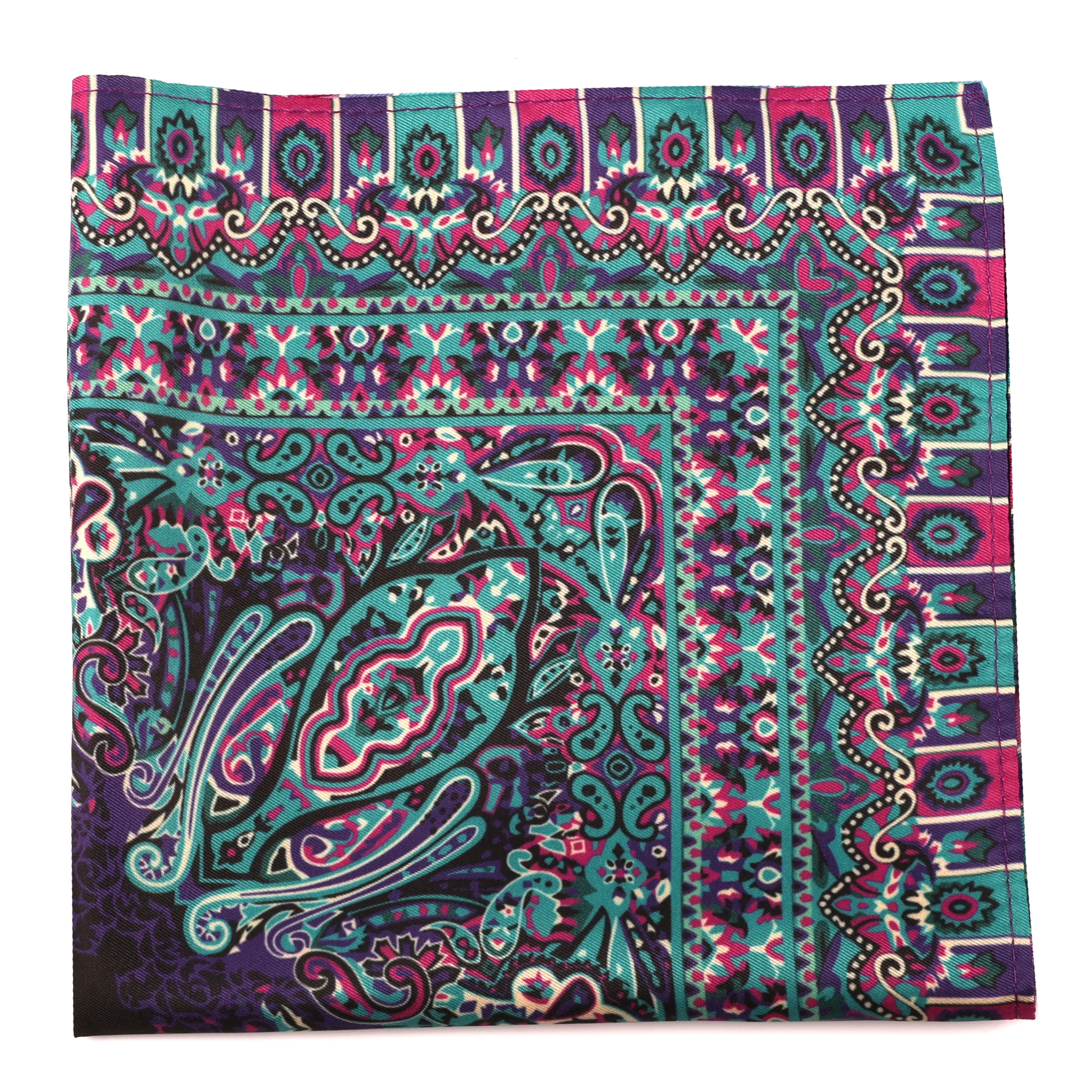 Green & Fuschia Silk Pocket Square sold by Haspel