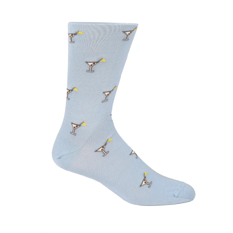 Sky Blue Martini Glasses Socks sold by Haspel