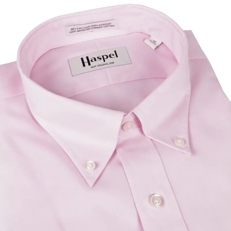 Dauphine Pink (Regular Fit) Pinpoint Oxford Dress Shirt - Button Down Collar sold by Haspel