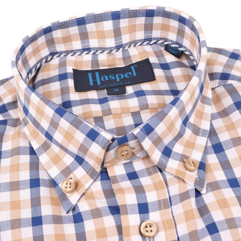 Franklin Navy & Tan Check sold by Haspel