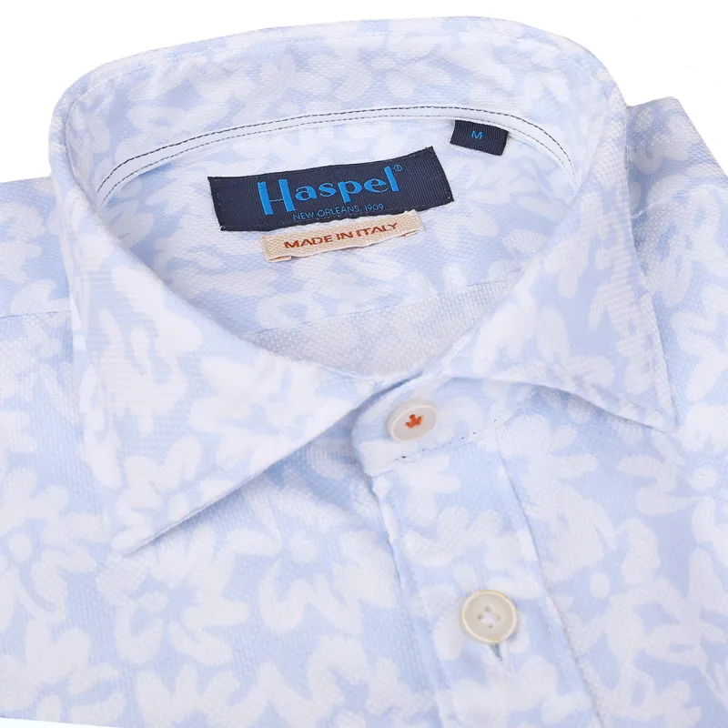 *** FINAL SALE *** Amber Pale Blue Crayon Floral Short Sleeve Woven sold by Haspel