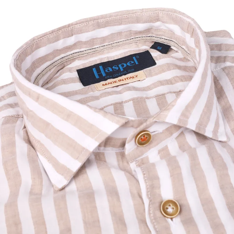 Kavanaugh Stone Washed Stripe Seersucker sold by Haspel