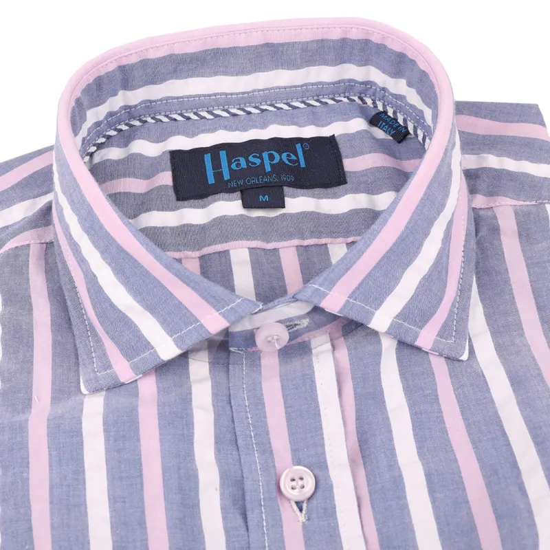 Chartres Indigo Stripe Seersucker sold by Haspel