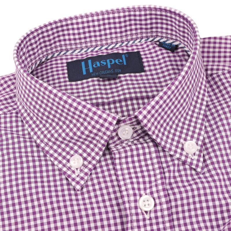 Franklin Purple Mini Gingham Check sold by Haspel
